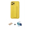 MARSİLYAN™- iPhone 11 Pro Kılıf Akış Doku - Siyah 3D Antistatik Cam Ekran Koruyucu + Renkli Kamera Lens Koruma Cam - TU