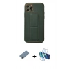 MARSİLYAN™- iPhone 11 Pro Kılıf Akış Doku - Siyah 3D Antistatik Cam Ekran Koruyucu + Shine Kamera Lens Koruma Cam - SABE