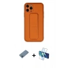 MARSİLYAN™- iPhone 11 Pro Kılıf Akış Doku - Siyah 3D Antistatik Cam Ekran Koruyucu + Shine Kamera Lens Koruma Cam - MI