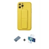 MARSİLYAN™- iPhone 11 Pro Kılıf Akış Doku - Siyah 3D Antistatik Cam Ekran Koruyucu + Shine Kamera Lens Koruma Cam - MI