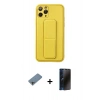 MARSİLYAN™- iPhone 11 Pro Kılıf Akış Doku - Siyah 3D Antistatik Hayalet Cam Ekran Koruyucu + Shine Kamera Lens Koruma Cam - GI
