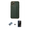 MARSİLYAN™- iPhone 11 Pro Kılıf Akış Doku - Siyah 3D Antistatik Hayalet Cam Ekran Koruyucu + Shine Kamera Lens Koruma Cam - GI