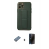 MARSİLYAN™- iPhone 11 Pro Kılıf Akış Doku - Siyah 3D Antistatik Hayalet Cam Ekran Koruyucu + Shine Kamera Lens Koruma Cam - GS