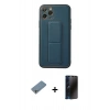 MARSİLYAN™- iPhone 11 Pro Kılıf Akış Doku - Siyah 3D Antistatik Hayalet Cam Ekran Koruyucu + Shine Kamera Lens Koruma Cam - GS