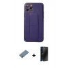 MARSİLYAN™- iPhone 11 Pro Kılıf Akış Doku - Siyah 3D Antistatik Hayalet Cam Ekran Koruyucu + Shine Kamera Lens Koruma Cam - GS
