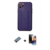 MARSİLYAN™- iPhone 11 Pro Kılıf Akış Doku - Siyah 3D Antistatik Mat Seramik Nano Ekran Koruyucu + Kırmızı Metal Kamera Lens Koruma Cam