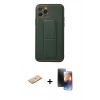 MARSİLYAN™- iPhone 11 Pro Kılıf Akış Doku - Siyah 3D Antistatik Mat Seramik Nano Ekran Koruyucu + Renkli Kamera Lens Koruma Cam - SI