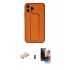 MARSİLYAN™- iPhone 11 Pro Kılıf Akış Doku - Siyah 3D Antistatik Mat Seramik Nano Ekran Koruyucu + Renkli Kamera Lens Koruma Cam - MI