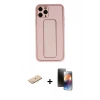 MARSİLYAN™- iPhone 11 Pro Kılıf Akış Doku - Siyah 3D Antistatik Mat Seramik Nano Ekran Koruyucu + Renkli Kamera Lens Koruma Cam - MI