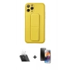 MARSİLYAN™- iPhone 11 Pro Kılıf Akış Doku - Siyah 3D Antistatik Mat Seramik Nano Ekran Koruyucu + Kamera Lens Koruma Cam - SF