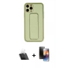 MARSİLYAN™- iPhone 11 Pro Kılıf Akış Doku - Siyah 3D Antistatik Mat Seramik Nano Ekran Koruyucu + Kamera Lens Koruma Cam - SF