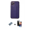 MARSİLYAN™- iPhone 11 Pro Kılıf Akış Doku - Siyah 3D Antistatik Mat Seramik Nano Ekran Koruyucu + Shine Kamera Lens Koruma Cam - MI