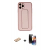 MARSİLYAN™- iPhone 11 Pro Kılıf Akış Doku - Siyah 3D Antistatik Mat Seramik Nano Ekran Koruyucu + Turuncu Renkli Kamera Lens Koruma Cam