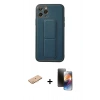 MARSİLYAN™- iPhone 11 Pro Kılıf Akış Doku - Siyah 3D Antistatik Mat Seramik Nano Ekran Koruyucu + Turuncu Renkli Kamera Lens Koruma Cam