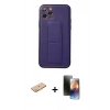 MARSİLYAN™- iPhone 11 Pro Kılıf Akış Doku - Siyah 3D Antistatik Mat Seramik Nano Ekran Koruyucu + Turuncu Renkli Kamera Lens Koruma Cam