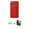 MARSİLYAN™- iPhone 11 Pro Kılıf Akış Doku - Siyah 3D Antistatik Mat Seramik Nano Ekran Koruyucu + Turuncu Renkli Kamera Lens Koruma Cam