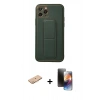 MARSİLYAN™- iPhone 11 Pro Kılıf Akış Doku - Siyah 3D Antistatik Mat Seramik Nano Ekran Koruyucu + Turuncu Renkli Kamera Lens Koruma Cam