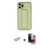 MARSİLYAN™- iPhone 11 Pro Kılıf Akış Doku - Siyah 3D Antistatik Mat Seramik Nano Ekran Koruyucu + Turuncu Renkli Kamera Lens Koruma Cam