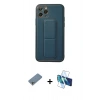 MARSİLYAN™- iPhone 11 Pro Kılıf Akış Doku - Siyah 3D Antistatik Seramik Nano Ekran Koruyucu + Gümüş Shine Kamera Lens Koruma Cam