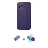 MARSİLYAN™- iPhone 11 Pro Kılıf Akış Doku - Siyah 3D Antistatik Seramik Nano Ekran Koruyucu + Gümüş Shine Kamera Lens Koruma Cam