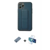 MARSİLYAN™- iPhone 11 Pro Kılıf Akış Doku - Siyah 3D Antistatik Seramik Nano Ekran Koruyucu + Mavi Shine Kamera Lens Koruma Cam