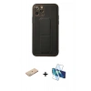 MARSİLYAN™- iPhone 11 Pro Kılıf Akış Doku - Siyah 3D Antistatik Seramik Nano Ekran Koruyucu + Renkli Kamera Lens Koruma Cam - YL