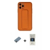 MARSİLYAN™- iPhone 11 Pro Kılıf Akış Doku - Siyah 5D Hayalet Cam Ekran Koruyucu + Shine Kamera Lens Koruma Cam - GI