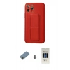 MARSİLYAN™- iPhone 11 Pro Kılıf Akış Doku - Siyah 5D Hayalet Cam Ekran Koruyucu + Shine Kamera Lens Koruma Cam - GS