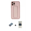 MARSİLYAN™- iPhone 11 Pro Kılıf Akış Doku - Siyah 5D Hayalet Cam Ekran Koruyucu + Metal Kamera Lens Koruma Cam - KI