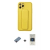 MARSİLYAN™- iPhone 11 Pro Kılıf Akış Doku - Siyah 5D Hayalet Cam Ekran Koruyucu + Shine Kamera Lens Koruma Cam - PE