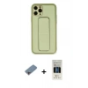 MARSİLYAN™- iPhone 11 Pro Kılıf Akış Doku - Siyah 5D Hayalet Cam Ekran Koruyucu + Shine Kamera Lens Koruma Cam - PE