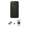 MARSİLYAN™- iPhone 11 Pro Kılıf Akış Doku - Siyah 5D Hayalet Cam Ekran Koruyucu + Shine Kamera Lens Koruma Cam - PE