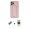 MARSİLYAN™- iPhone 11 Pro Kılıf Akış Doku - Siyah 5D Hayalet Cam Ekran Koruyucu + Shine Kamera Lens Koruma Cam - PE