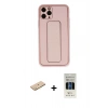 MARSİLYAN™- iPhone 11 Pro Kılıf Akış Doku - Siyah 5D Hayalet Cam Ekran Koruyucu + Renkli Kamera Lens Koruma Cam - PE