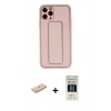 MARSİLYAN™- iPhone 11 Pro Kılıf Akış Doku - Siyah 5D Hayalet Cam Ekran Koruyucu + Renkli Kamera Lens Koruma Cam - MI