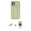 MARSİLYAN™- iPhone 11 Pro Kılıf Akış Doku - Siyah 5D Hayalet Cam Ekran Koruyucu + Renkli Kamera Lens Koruma Cam - PE