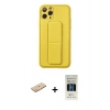 MARSİLYAN™- iPhone 11 Pro Kılıf Akış Doku - Siyah 5D Hayalet Cam Ekran Koruyucu + Renkli Kamera Lens Koruma Cam - PE
