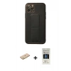 MARSİLYAN™- iPhone 11 Pro Kılıf Akış Doku - Siyah 5D Hayalet Cam Ekran Koruyucu + Renkli Kamera Lens Koruma Cam - PE