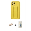 MARSİLYAN™- iPhone 11 Pro Kılıf Akış Doku - Siyah 6D Mat Seramik Hayalet Nano Ekran Koruyucu + Mavi Renkli Kamera Lens Koruma Cam