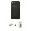 MARSİLYAN™- iPhone 11 Pro Kılıf Akış Doku - Siyah 6D Mat Seramik Hayalet Nano Ekran Koruyucu + Renkli Kamera Lens Koruma Cam - TU