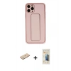 MARSİLYAN™- iPhone 11 Pro Kılıf Akış Doku - Siyah 6D Mat Seramik Hayalet Nano Ekran Koruyucu + Renkli Kamera Lens Koruma Cam - YL