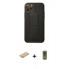 MARSİLYAN™- iPhone 11 Pro Kılıf Akış Doku - Siyah Joko Magic 5D Hayalet Cam + Renkli Kamera Lens Koruma Cam - TU