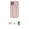 MARSİLYAN™- iPhone 11 Pro Kılıf Akış Doku - Siyah Joko Magic 5D Hayalet Cam + Renkli Kamera Lens Koruma Cam - PE