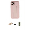 MARSİLYAN™- iPhone 11 Pro Kılıf Akış Doku - Siyah Joko Magic 5D Hayalet Cam + Renkli Kamera Lens Koruma Cam - TU