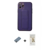 MARSİLYAN™- iPhone 11 Pro Kılıf Akış Doku - Siyah Mat Seramik Nano Ekran Koruyucu + Shine Kamera Lens Koruma Cam - GS