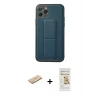 MARSİLYAN™- iPhone 11 Pro Kılıf Akış Doku - Siyah Mat Seramik Nano Ekran Koruyucu + Renkli Kamera Lens Koruma Cam - SI