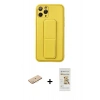 MARSİLYAN™- iPhone 11 Pro Kılıf Akış Doku - Siyah Mat Seramik Nano Ekran Koruyucu + Renkli Kamera Lens Koruma Cam - SI