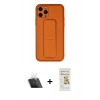 MARSİLYAN™- iPhone 11 Pro Kılıf Akış Doku - Siyah Mat Seramik Nano Ekran Koruyucu + Şeffaf Kamera Lens Koruma Cam