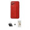 MARSİLYAN™- iPhone 11 Pro Kılıf Akış Doku - Siyah Mat Seramik Nano Ekran Koruyucu + Şeffaf Kamera Lens Koruma Cam