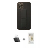 MARSİLYAN™- iPhone 11 Pro Kılıf Akış Doku - Siyah Mat Seramik Nano Ekran Koruyucu + Şeffaf Kamera Lens Koruma Cam